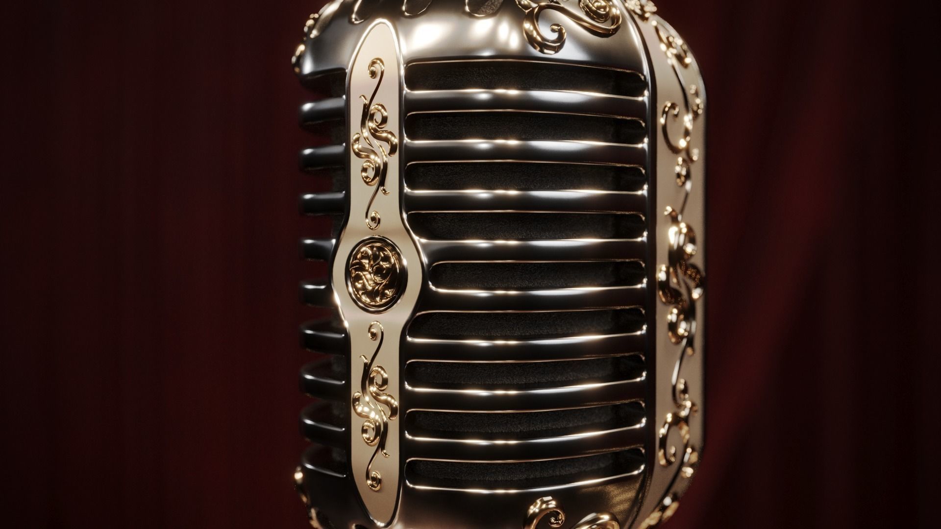 Classic Vintage Retro Old Microphone 3D model_11