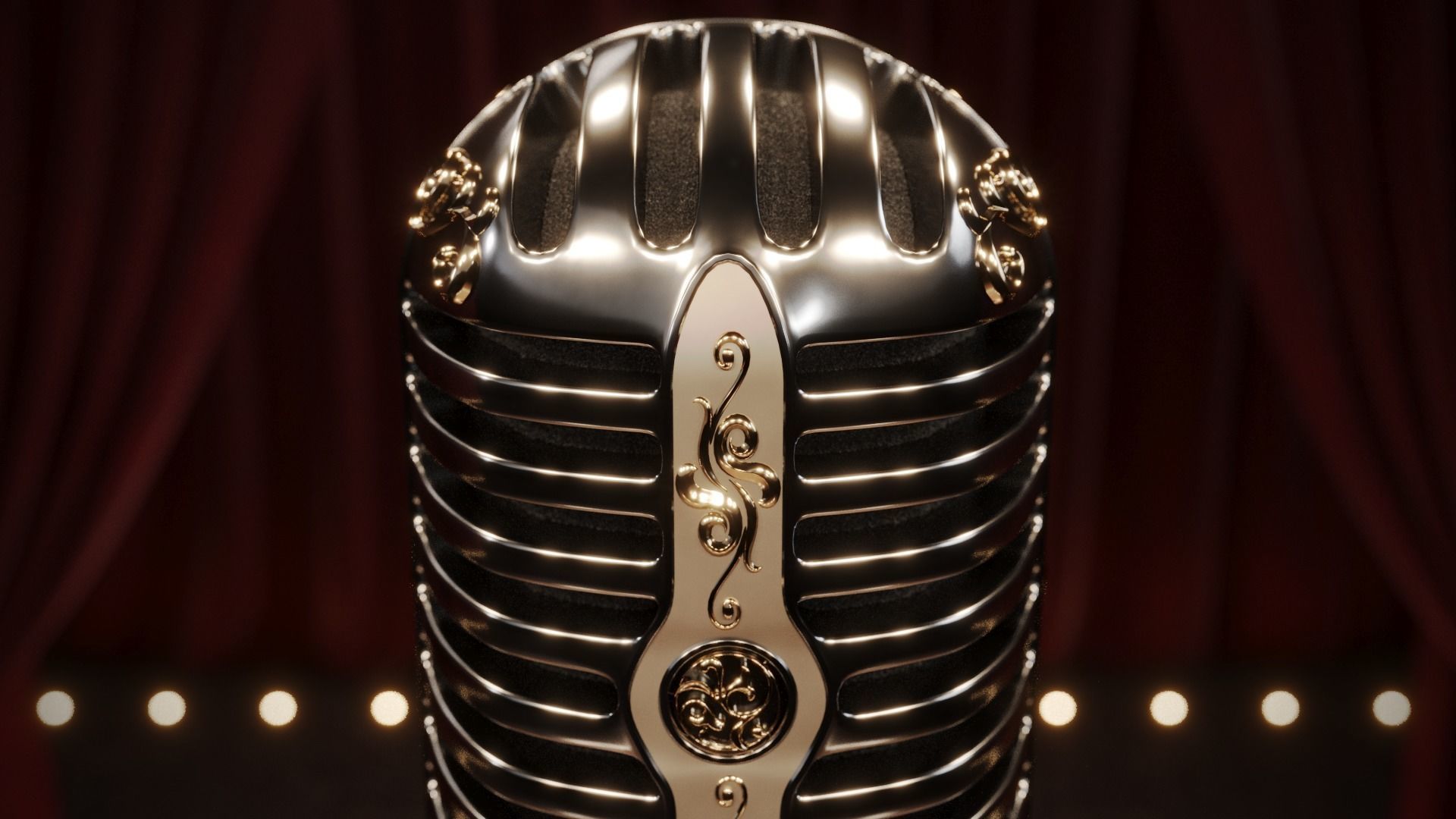 Classic Vintage Retro Old Microphone 3D model_12