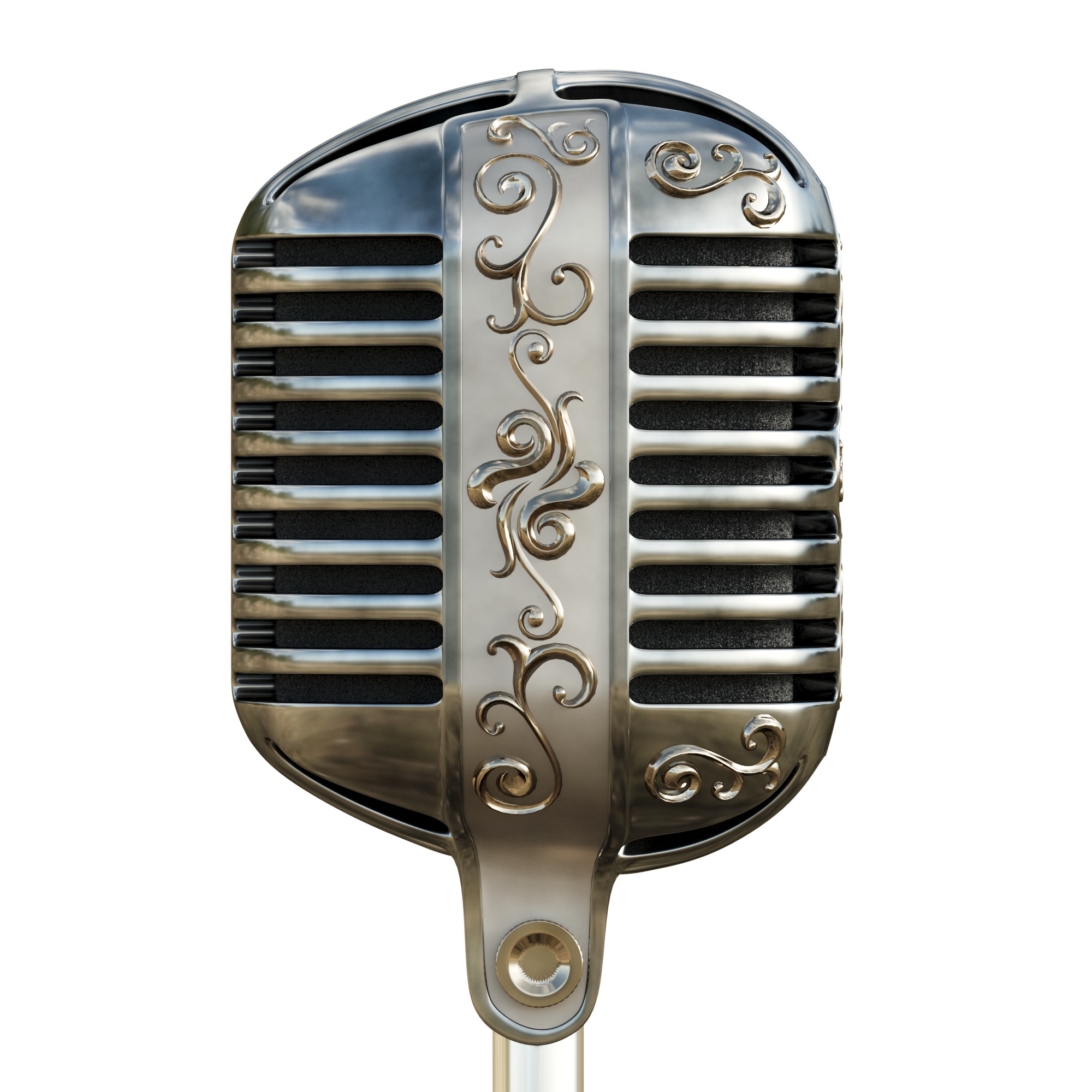Classic Vintage Retro Old Microphone 3D model_6
