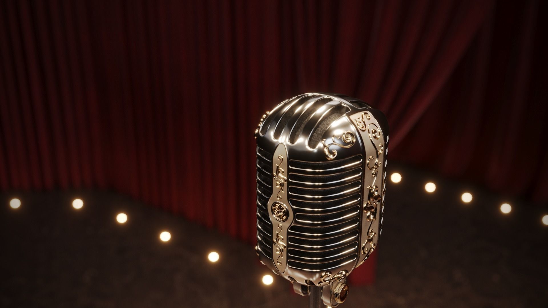 Classic Vintage Retro Old Microphone 3D model_10