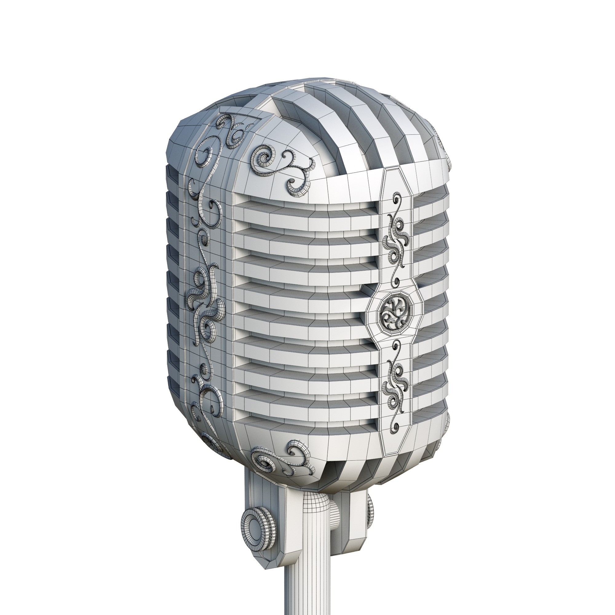 Classic Vintage Retro Old Microphone 3D model_9