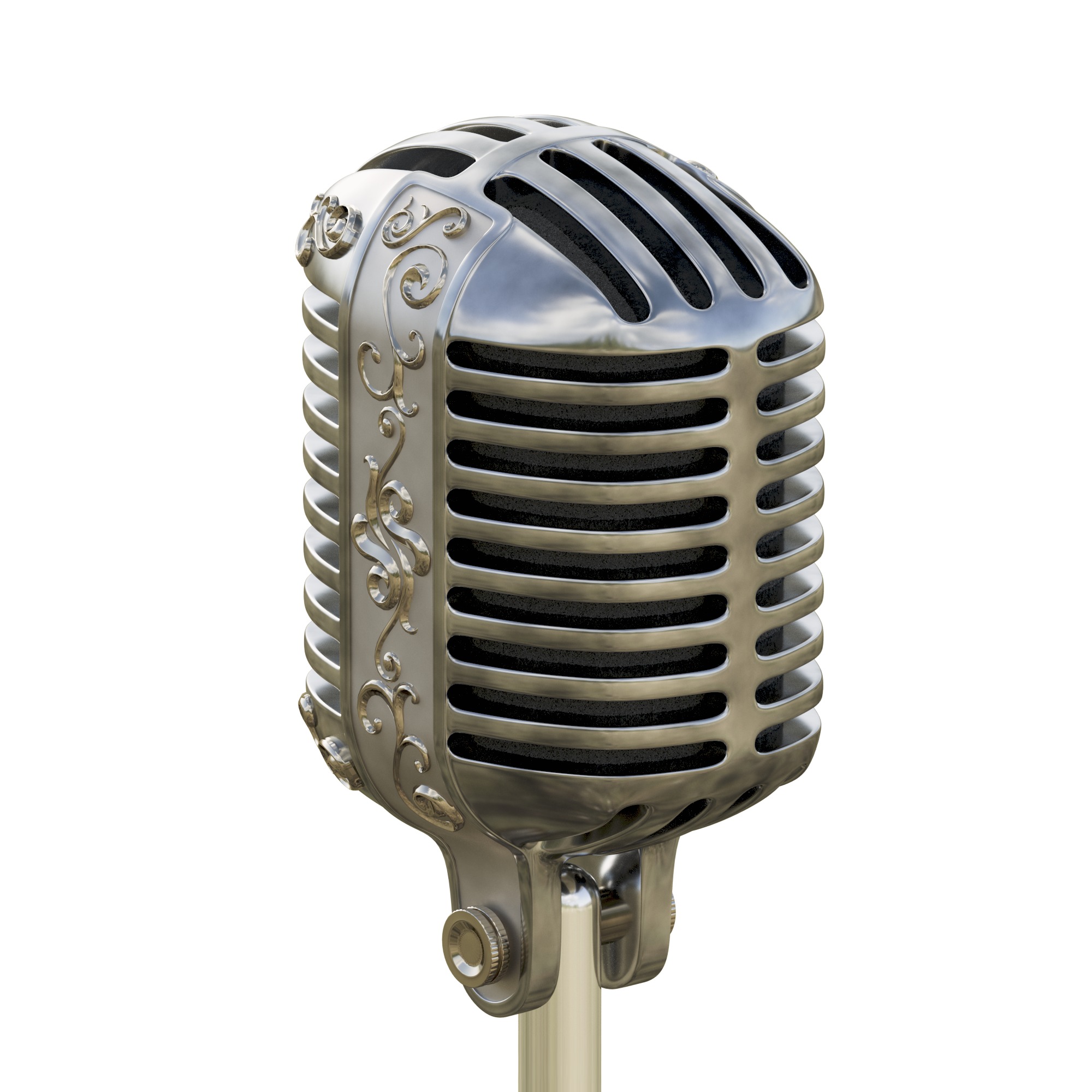 Classic Vintage Retro Old Microphone 3D model_4