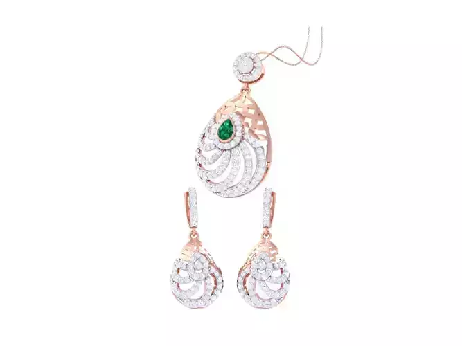 Earring Pendant Set 3dm STL OBJ FBX Renders Details 3D print model