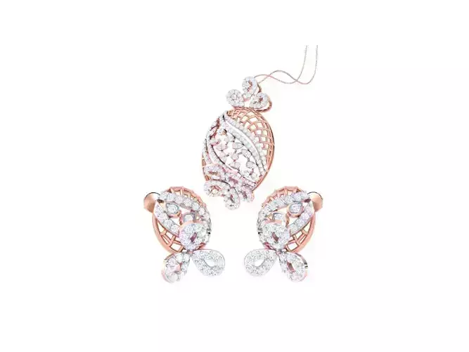 Earring Pendant Set 3dm STL OBJ FBX Renders Details 3D print model