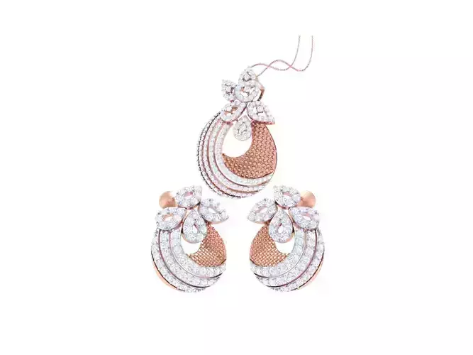 Earring Pendant Set 3dm STL OBJ FBX Renders Details 3D print model