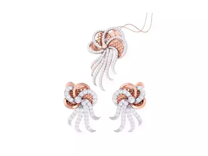 Earring Pendant Set 3dm STL OBJ FBX Renders Details 3D print model