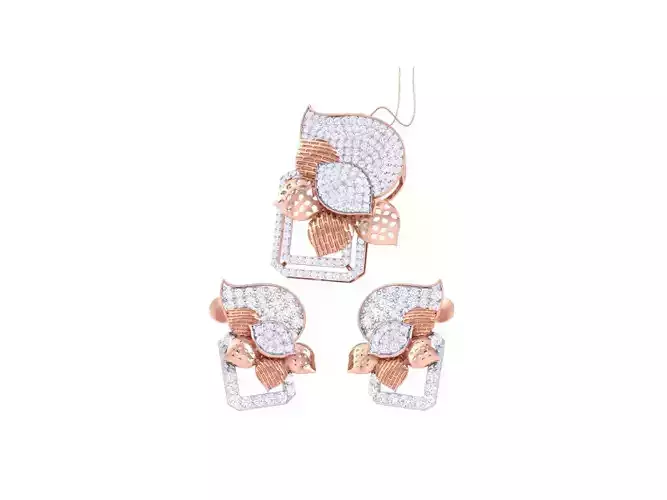 Earring Pendant Set 3dm STL OBJ FBX Renders Details 3D print model