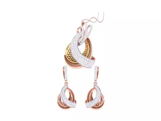 Earring Pendant Set 3dm STL OBJ FBX Renders Details 3D print model