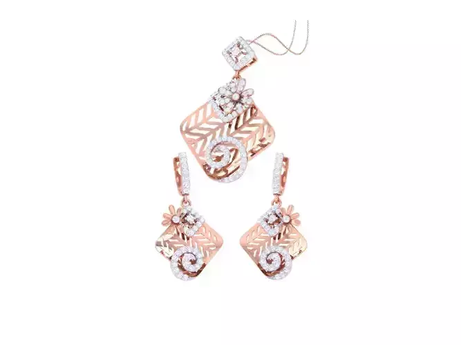 Earring Pendant Set 3dm STL OBJ FBX Renders Details 3D print model