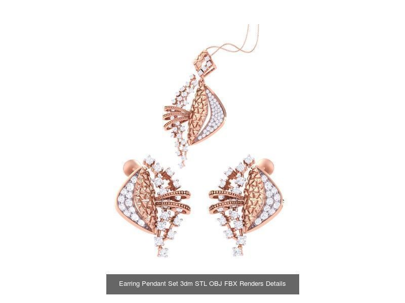 60 Earring Pendant Set 3dm STL OBJ FBX Render Details Collection _26