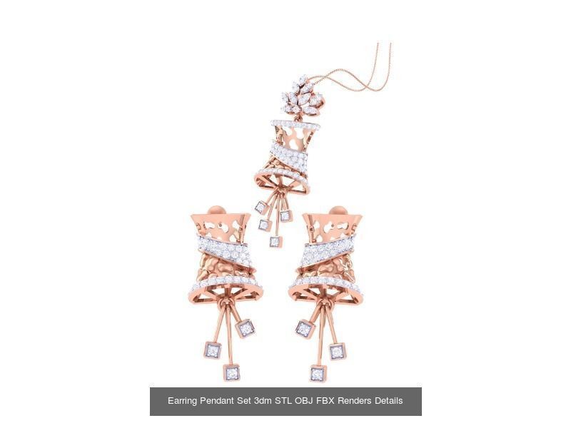 60 Earring Pendant Set 3dm STL OBJ FBX Render Details Collection _46