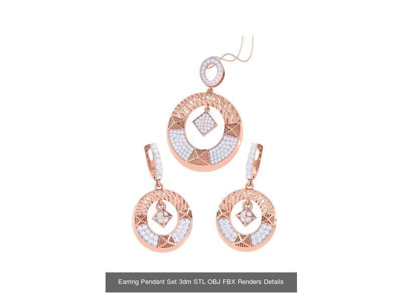 60 Earring Pendant Set 3dm STL OBJ FBX Render Details Collection _13
