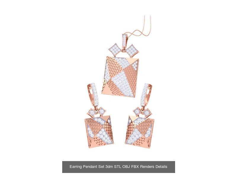 60 Earring Pendant Set 3dm STL OBJ FBX Render Details Collection _15