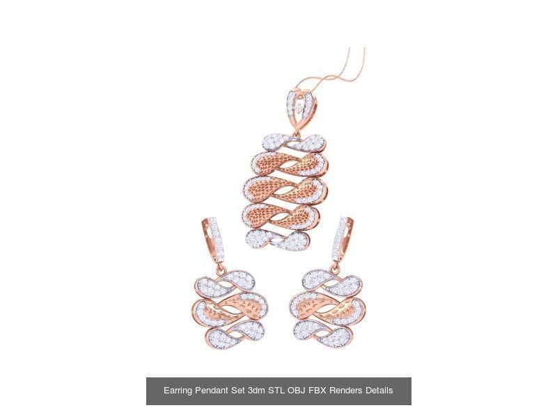 60 Earring Pendant Set 3dm STL OBJ FBX Render Details Collection _10
