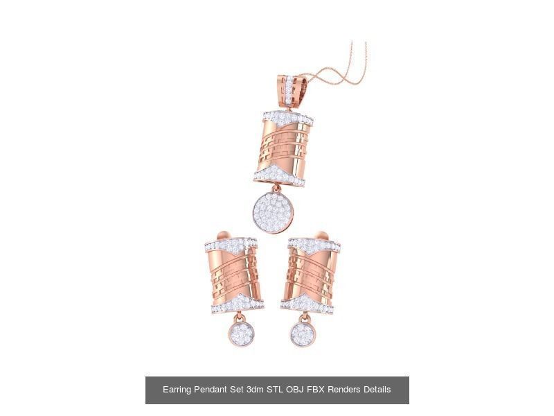 60 Earring Pendant Set 3dm STL OBJ FBX Render Details Collection _31