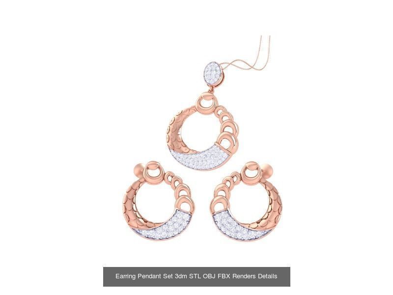 60 Earring Pendant Set 3dm STL OBJ FBX Render Details Collection _25