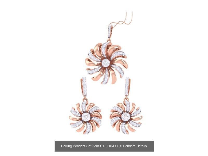 60 Earring Pendant Set 3dm STL OBJ FBX Render Details Collection _38