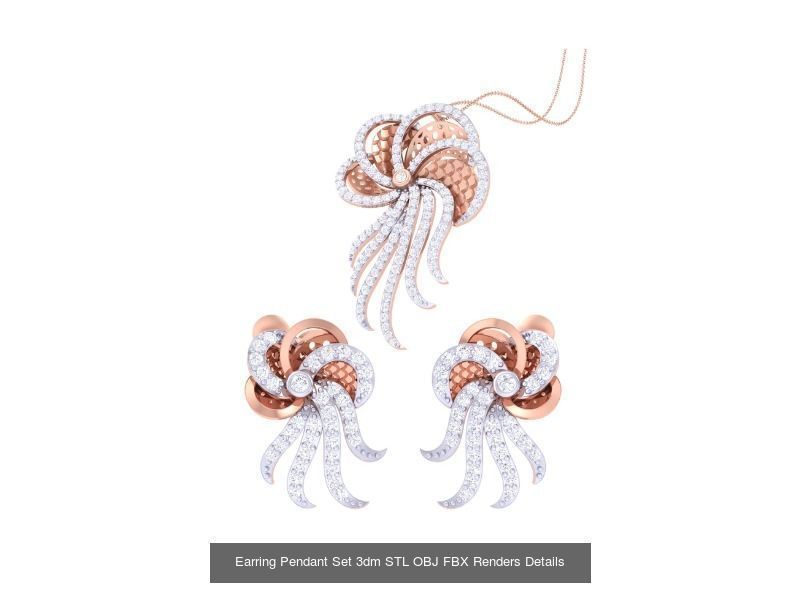 60 Earring Pendant Set 3dm STL OBJ FBX Render Details Collection _63