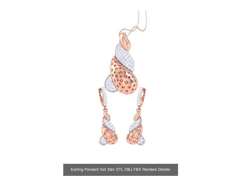 60 Earring Pendant Set 3dm STL OBJ FBX Render Details Collection _20