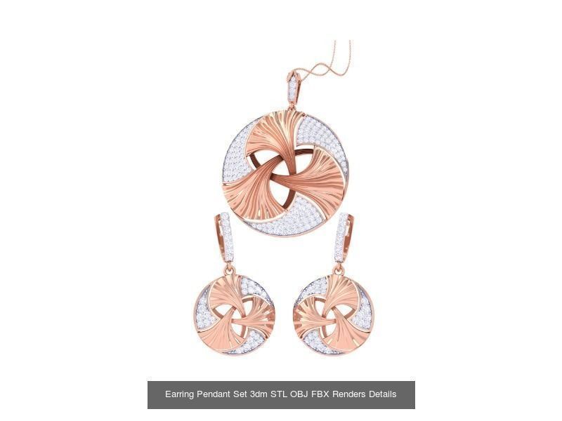 60 Earring Pendant Set 3dm STL OBJ FBX Render Details Collection _24