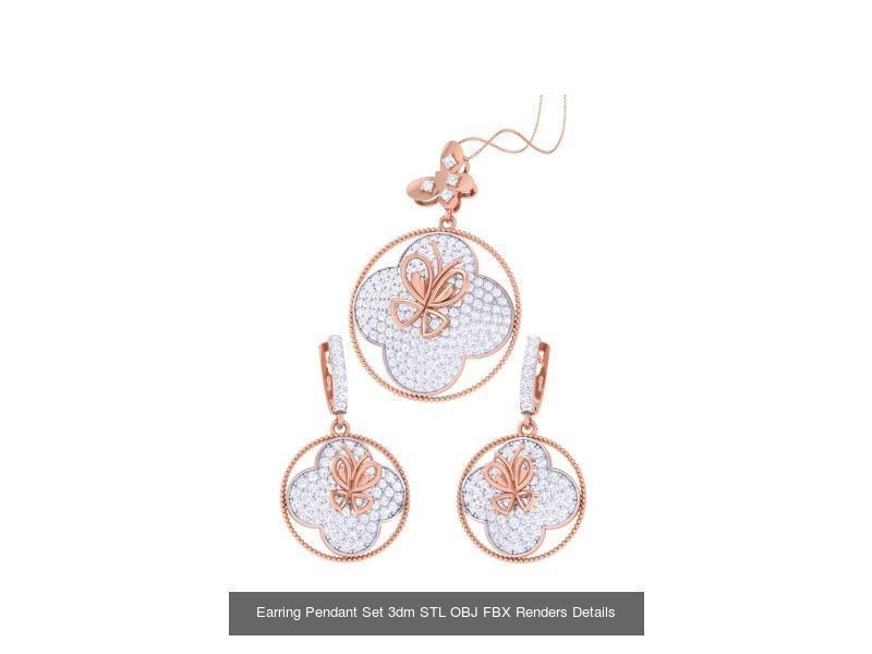 60 Earring Pendant Set 3dm STL OBJ FBX Render Details Collection _53