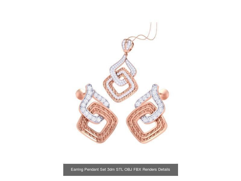 60 Earring Pendant Set 3dm STL OBJ FBX Render Details Collection _29