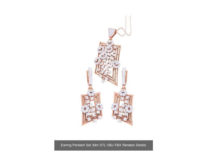 60 Earring Pendant Set 3dm STL OBJ FBX Render Details Collection _55