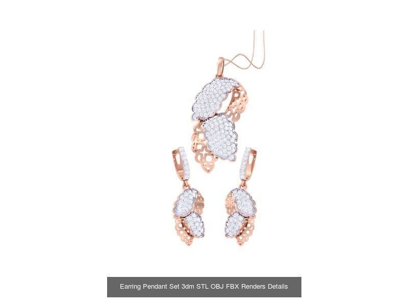 60 Earring Pendant Set 3dm STL OBJ FBX Render Details Collection _11