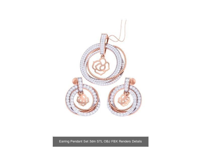 60 Earring Pendant Set 3dm STL OBJ FBX Render Details Collection _54