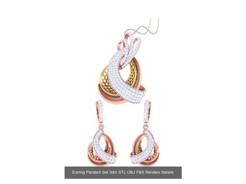 60 Earring Pendant Set 3dm STL OBJ FBX Render Details Collection _65