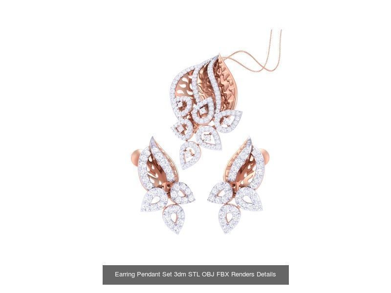 60 Earring Pendant Set 3dm STL OBJ FBX Render Details Collection _22