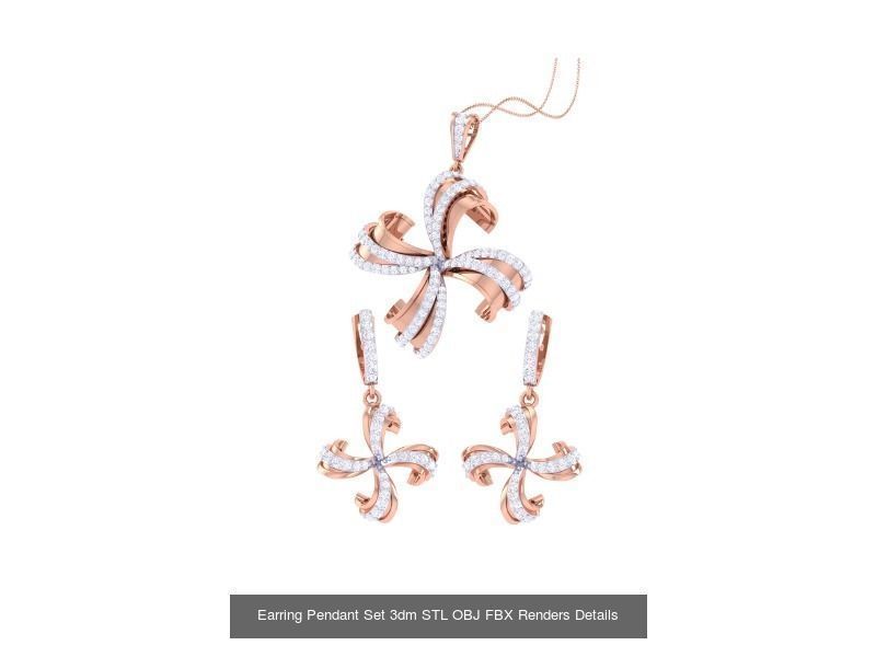 60 Earring Pendant Set 3dm STL OBJ FBX Render Details Collection _36