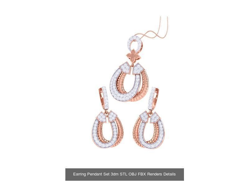 60 Earring Pendant Set 3dm STL OBJ FBX Render Details Collection _21