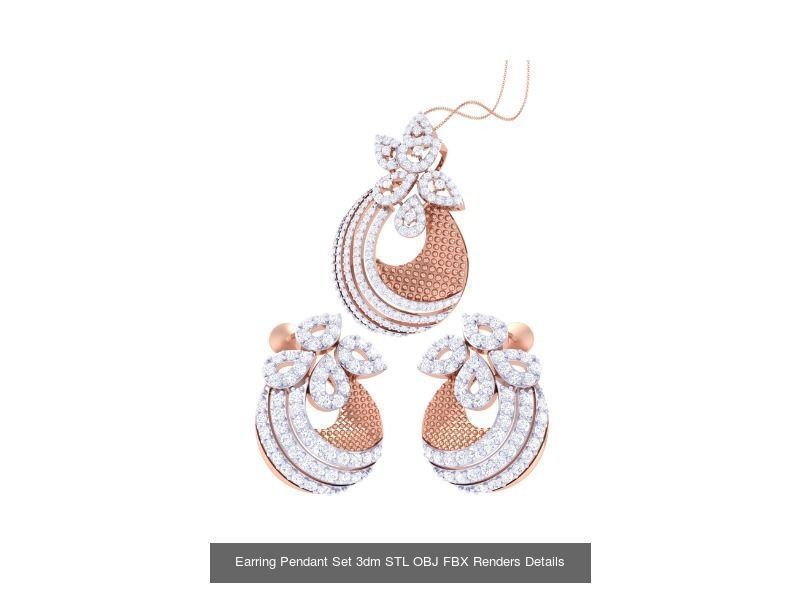 60 Earring Pendant Set 3dm STL OBJ FBX Render Details Collection _61