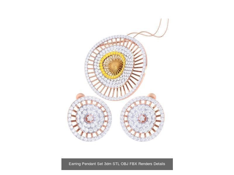 60 Earring Pendant Set 3dm STL OBJ FBX Render Details Collection _45