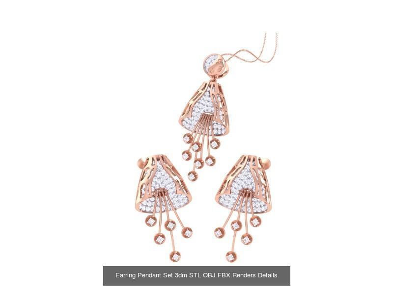 60 Earring Pendant Set 3dm STL OBJ FBX Render Details Collection _12