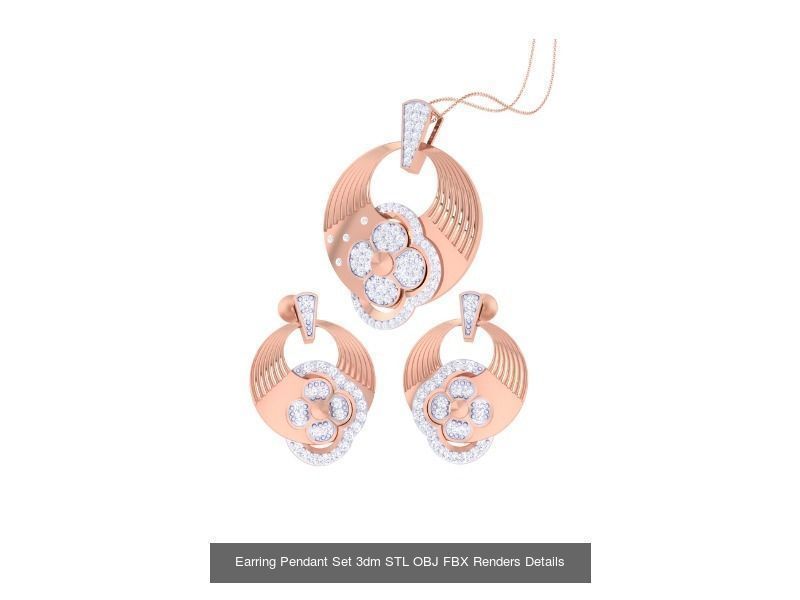 60 Earring Pendant Set 3dm STL OBJ FBX Render Details Collection _37