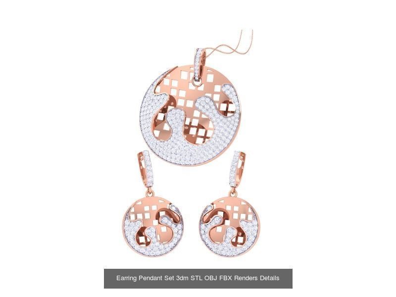 60 Earring Pendant Set 3dm STL OBJ FBX Render Details Collection _17
