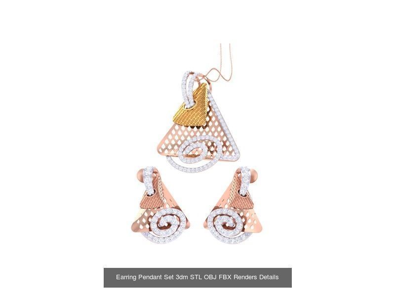 60 Earring Pendant Set 3dm STL OBJ FBX Render Details Collection _16
