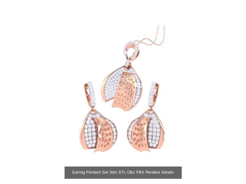 60 Earring Pendant Set 3dm STL OBJ FBX Render Details Collection _19
