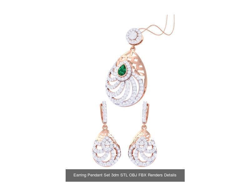 60 Earring Pendant Set 3dm STL OBJ FBX Render Details Collection _59