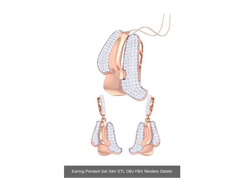 60 Earring Pendant Set 3dm STL OBJ FBX Render Details Collection _44