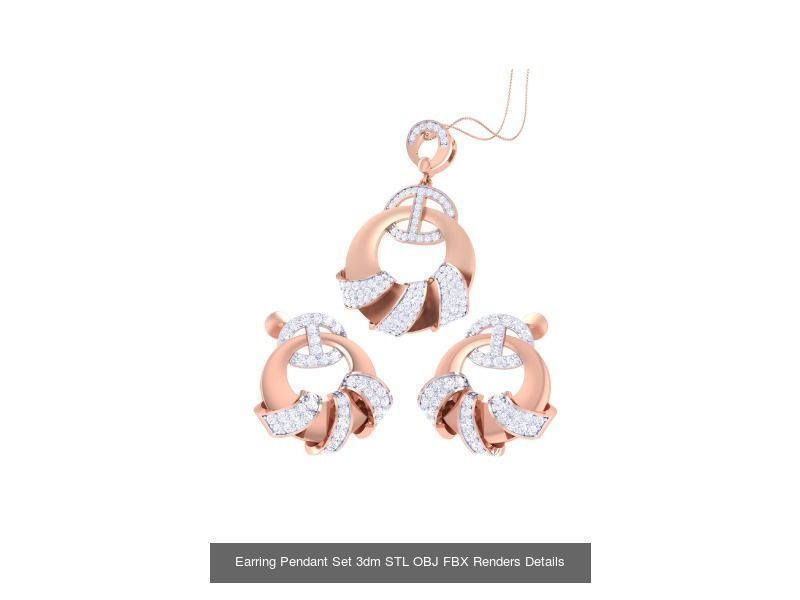 60 Earring Pendant Set 3dm STL OBJ FBX Render Details Collection _35