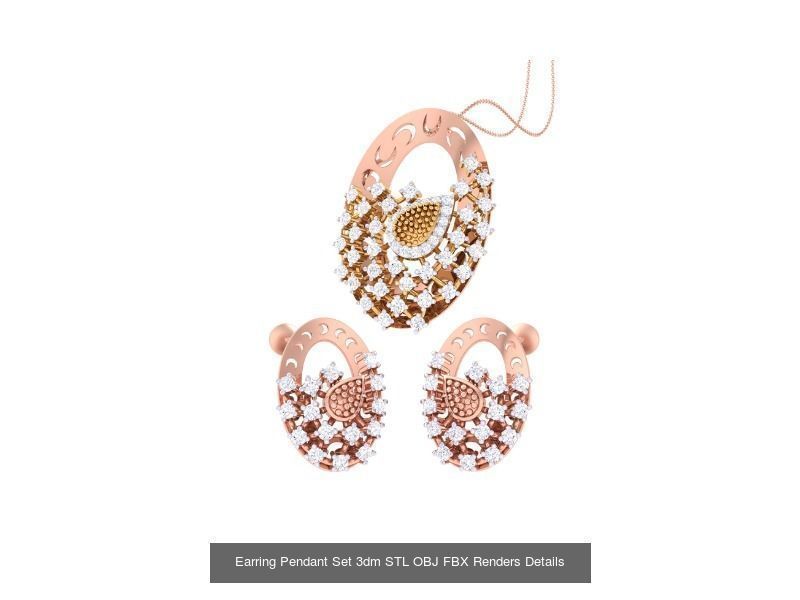 60 Earring Pendant Set 3dm STL OBJ FBX Render Details Collection _50