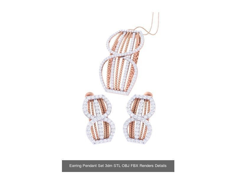 60 Earring Pendant Set 3dm STL OBJ FBX Render Details Collection _57