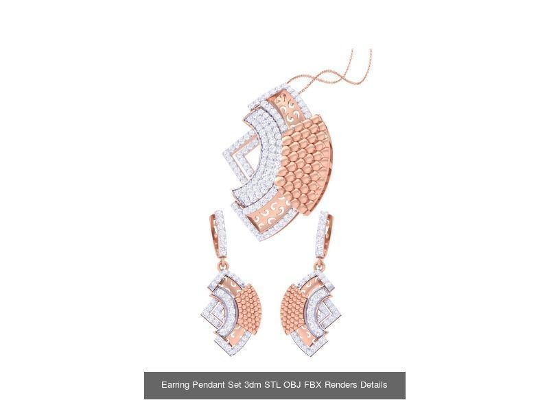 60 Earring Pendant Set 3dm STL OBJ FBX Render Details Collection _62