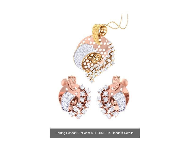 60 Earring Pendant Set 3dm STL OBJ FBX Render Details Collection _51