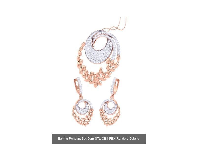 60 Earring Pendant Set 3dm STL OBJ FBX Render Details Collection _14