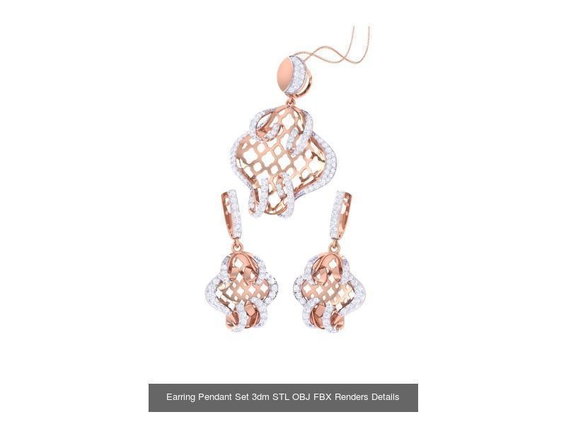 60 Earring Pendant Set 3dm STL OBJ FBX Render Details Collection _34