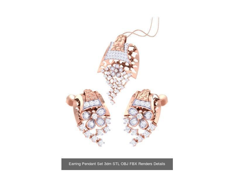 60 Earring Pendant Set 3dm STL OBJ FBX Render Details Collection _7